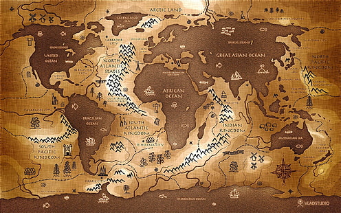 خريطة فلادستوديو مقلوب خريطة العالم، خلفية HD HD wallpaper