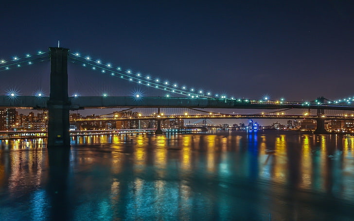 مدينة نيويورك ، النهر الشرقي ، cityscape ، الجسر، خلفية HD