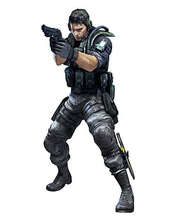 войник, държащ илюстрация с пистолет, Resident Evil, Resident Evil Revalations, Chris Redfield, HD тапет HD wallpaper