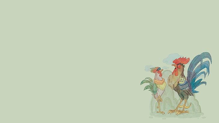 two roosters beside each other colored sketch, Overwatch, birds, Hanzo (Overwatch), Genji (Overwatch), HD wallpaper