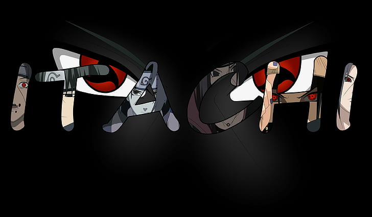 negro, ojos, diadema, itachi, naruto, ninja, rojo, sasuke, uchiha, vector, Fondo de pantalla HD