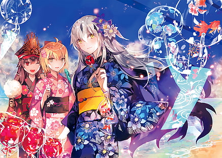 Seria Fate, Fate / Grand Order, Nagao Kagetora, Nobunaga Oda, Souji Okita, Tapety HD HD wallpaper