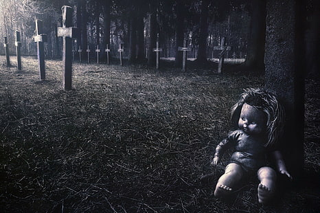 гробища, призрачни, кукли, HD тапет HD wallpaper