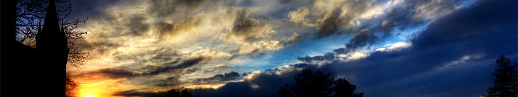 Ciel, Wolken, Monitor, Multi, Multiple, Nuages, Bildschirm, Himmel, Triple, HD-Hintergrundbild