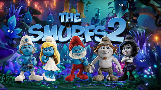 The Smurfs 2 Gutsy Smurf Smurfette Papa Smurf Hackus Smurf And Smurfs Wiki In Movie Smurfs The Lost Village Desktop Hd Wallpaper 3840 × 2160, HD tapet HD wallpaper