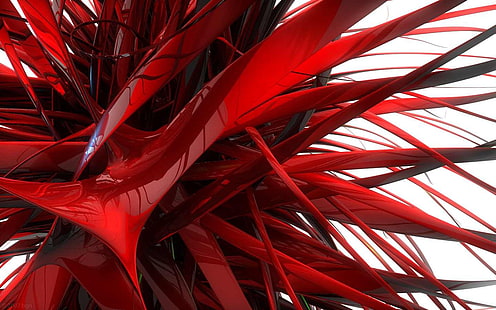seni digital, bentuk, render, CGI, abstrak, merah, Wallpaper HD HD wallpaper