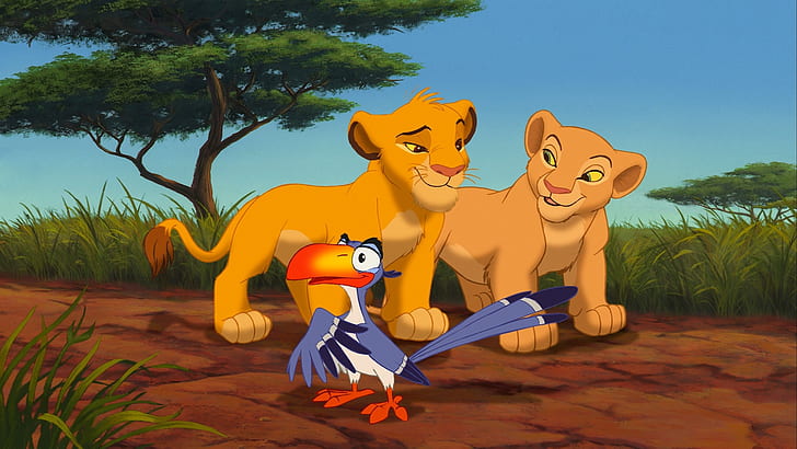 El rey león dibujos animados loro zazu simba y nala hd fondo de pantalla para pc tablet y móvil 1920 × 1080, Fondo de pantalla HD