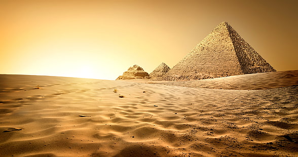Пирамида в Гиза, Египет, пясък, пустиня, Египет, пирамида, Кайро, HD тапет HD wallpaper