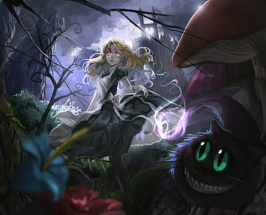 Fantasy, Alice In Wonderland, Alice (Alice in Wonderland), Cheshire Cat, HD wallpaper HD wallpaper