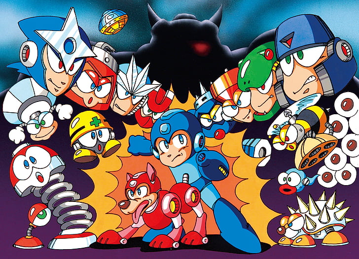Mega Man, Mega Man 3, Gemini Man (Mega Man), Hard Man (Mega Man), Magnet Man (Mega Man), Needle Man (Mega Man), Rush (Mega Man), Shadow Man (Mega Man), Snake Man (Mega Man), Spark Man (Mega Man), Top Man (Mega Man), HD wallpaper