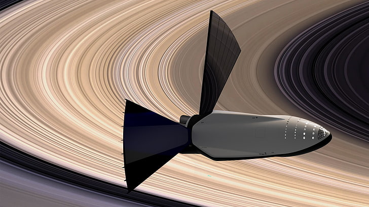 tappetino per auto nero e grigio, SpaceX, sistema di trasporto interplanetario, razzo, spazio, Saturno, Sfondo HD