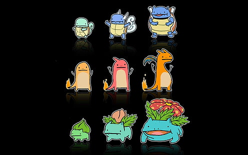 Pokémon, Blastoise (Pokémon), Bulbasaur (Pokémon), Charizard (Pokémon), Charmander (Pokémon), Charmeleon (Pokémon), Ivysaur (Pokémon), Squirtle (Pokémon), Starter Pokemon, Venusaur (Pokémon), Wartortle (Pokémon), วอลล์เปเปอร์ HD HD wallpaper