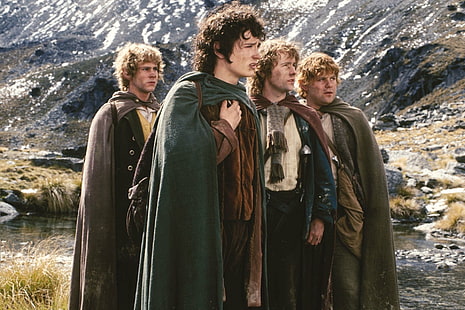 The Lord of the Rings, The Lord of the Rings: The Fellowship of the Ring, Billy Boyd, Dominic Monaghan, Elijah Wood, Frodo Baggins, Merry Brandybuck, Peregrin Took, Sam Gamgee, Sean Astin, วอลล์เปเปอร์ HD HD wallpaper