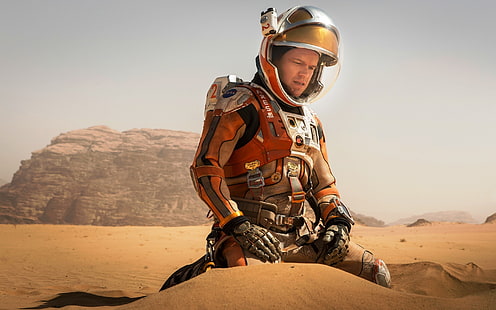 Марсианецът Мат Деймън, марсианец, наса, костюм, сцена, HD тапет HD wallpaper
