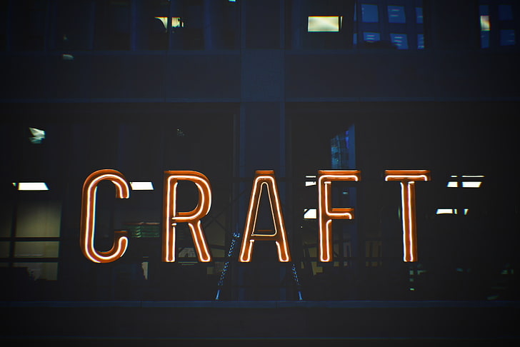brown and white craft neon light signage, craft, inscription, letters, signboard, HD wallpaper