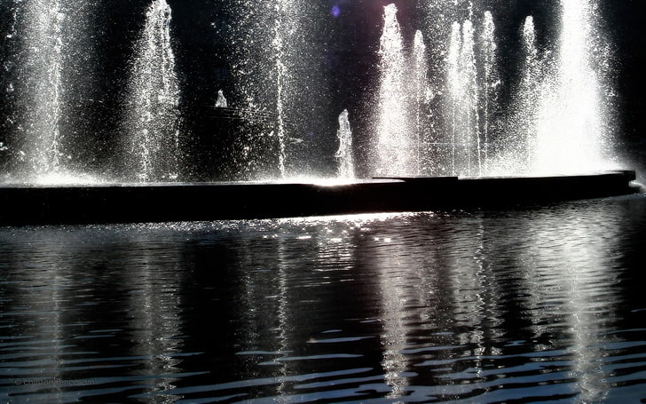 фонтан, архитектура, вода, отражение, HD обои