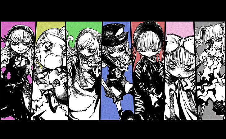 Rozen Maiden Manga IV, fondo de pantalla digital de collage de personajes de anime femenino, artístico, Anime, manga, Rozen, Maiden, Fondo de pantalla HD