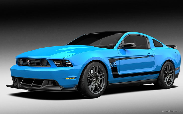 niebieski Ford Mustang coupe, samochód, niebieskie samochody, Tapety HD