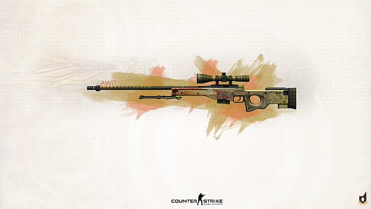 brown Counter Strike AWM penembak jitu, Counter-Strike, Counter-Strike: Global Offensive, sniper rifle, Accuracy International AWP, Wallpaper HD