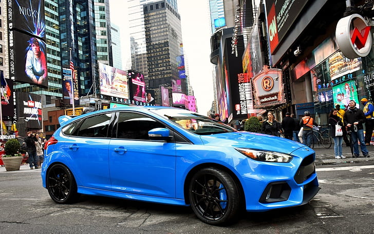 Blue Ford Focus RS 2015, ford focus rs, HD wallpaper