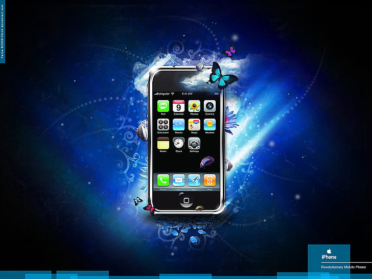 iPhone 3G Blue Fantasy, สีฟ้า, iPhone, แฟนตาซี, วอลล์เปเปอร์ HD