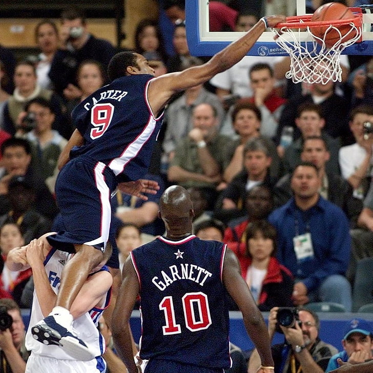 Vince Carter and Kevin Garnett, Vince Carter, NBA, basketball, dunks, hoop, HD wallpaper