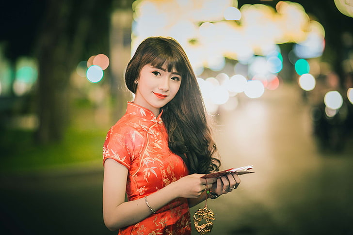 adult, asian, beautiful, blur, bokeh, clothing, dress, face, fashion, female, girl, hair, joy, lifestyle, model, person, photoshoot, portrait, pretty, smile, smiling, street, style, traditional wear, wear, woman, young, HD wallpaper