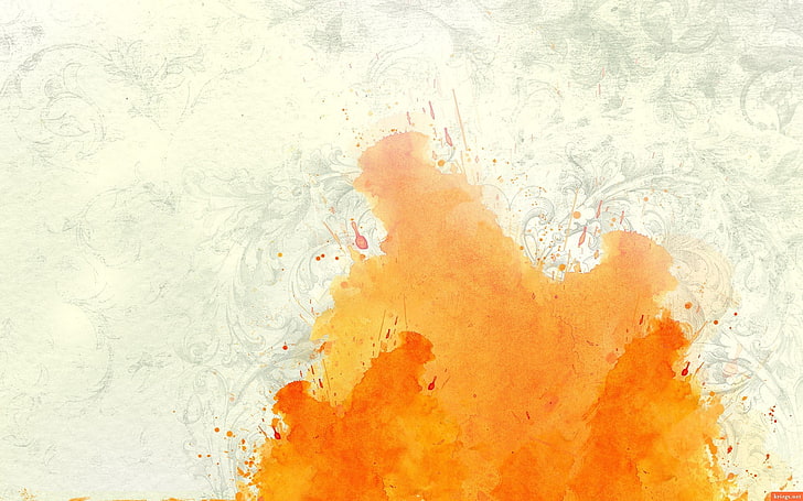wallpaper percikan oranye, abstrak, seni digital, karya seni, Wallpaper HD