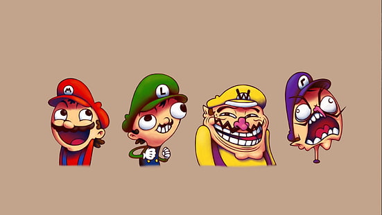 Super Mario and Luigi heads clip arts, Nintendo, Super Mario, Super Mario Bros., Wario, Waluigi, Luigi, HD wallpaper HD wallpaper