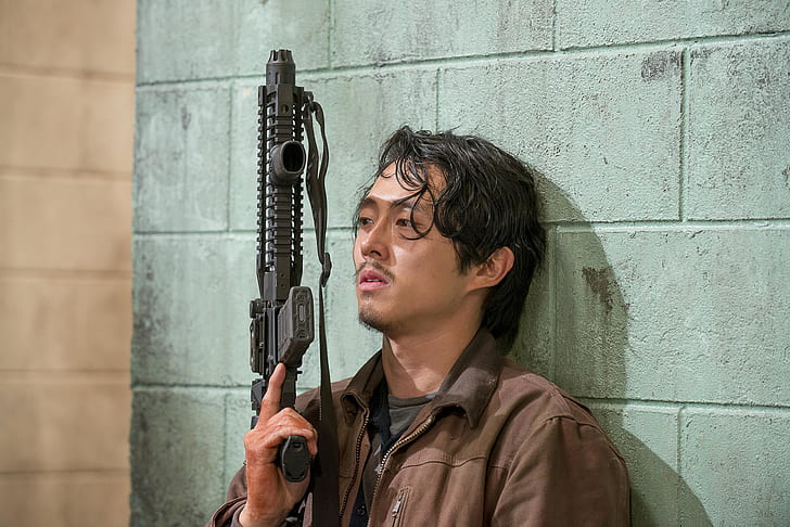 senjata, dinding, The Walking Dead, Steven Yeun, Glenn, Wallpaper HD