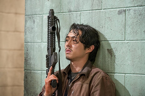 senjata, dinding, The Walking Dead, Steven Yeun, Glenn, Wallpaper HD HD wallpaper