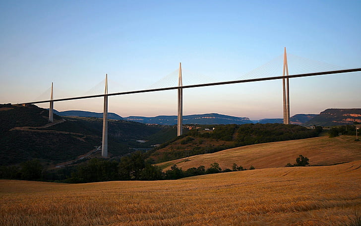 جسر ميلو ، فرنسا ، جسر، خلفية HD