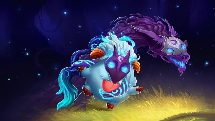 white and purple character wallpaper, League of Legends, Kindred (League of Legends), Poro, HD wallpaper