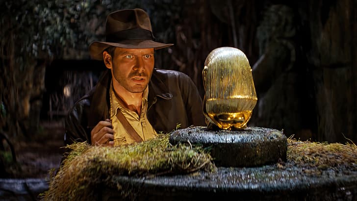 Indiana Jones and the Raiders of the Lost Ark, Harrison Ford, Indiana Jones, film stills, movies, Golden Idol, HD wallpaper