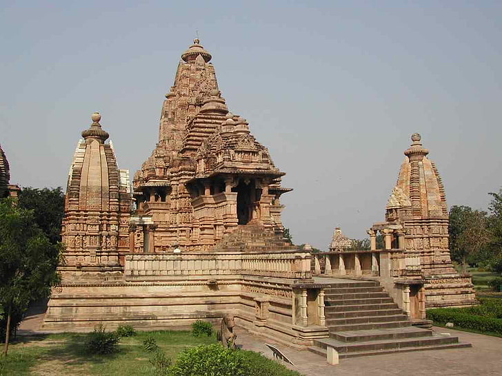 Храм Кхаджурахо, коричневое бетонное здание, религиозный, HD обои