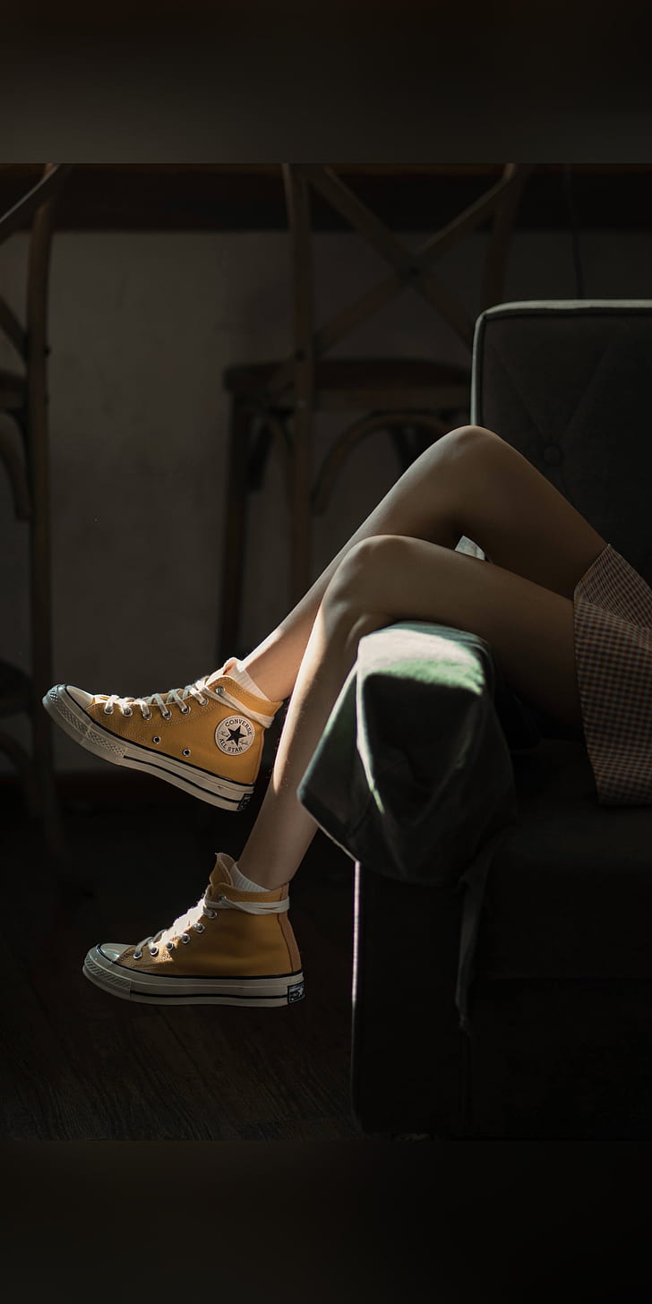 vertikal, Converse, kaki, rok, sinar matahari, cahaya alami, kaki ke atas, Wallpaper HD, wallpaper seluler