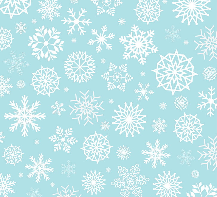 winter, snowflakes, background, blue, Christmas, HD wallpaper