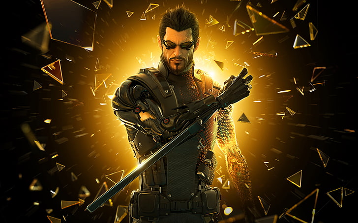 Deus Ex: Човешки разделен тапет за игра, фрагменти, човешка революция, deus ex, Адам Йенсен, HD тапет