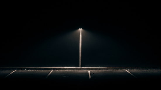 Minimalismo, fundo preto, fotografia, rua, lâmpadas, estacionamento, escuro, noite, minimalismo, fundo preto, fotografia, rua, lâmpadas, estacionamento, escuro, noite, HD papel de parede HD wallpaper