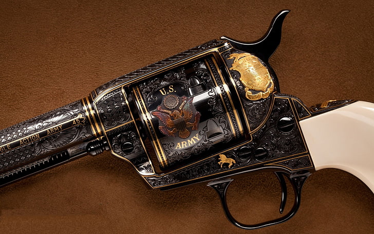 black revolver pistol, gun, Colt, movies, revolvers, HD wallpaper