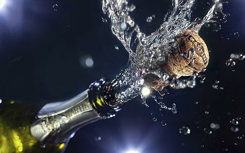 Happy New Year Champagne, vacanze, anno, felice, champagne, 2012, 2013, dicembre, celebrazione, bere, bottiglia, 3d e ab, Sfondo HD HD wallpaper