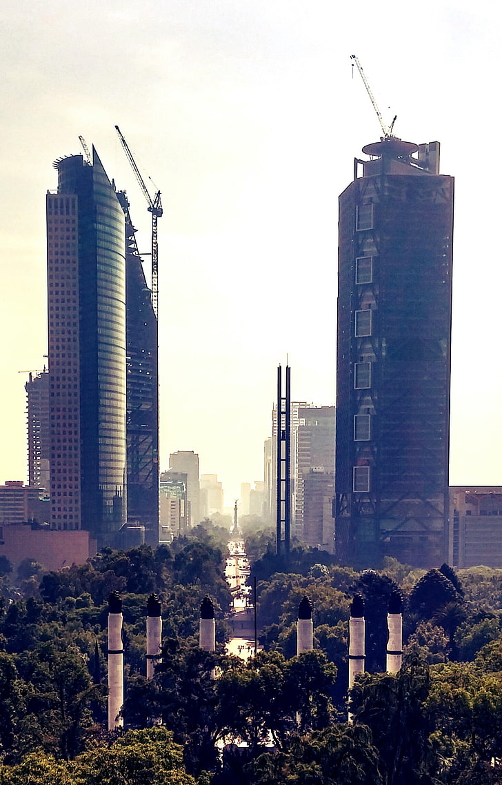 серые бетонные высотные здания, Мексика, город, HD обои, телефон обои