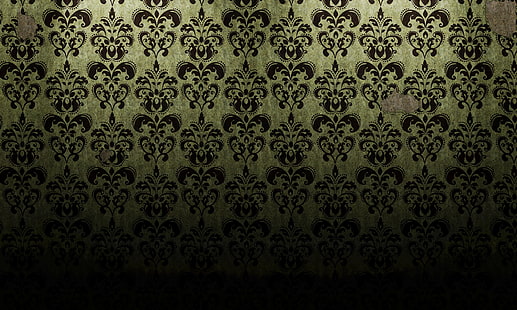 weißes und schwarzes Blumentextil, Muster, Schwarzes, Gelb, Vintag, HD-Hintergrundbild HD wallpaper