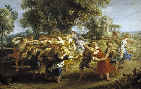 paisaje, imagen, género, Peter Paul Rubens, Pieter Paul Rubens, Danza campesina en Italia, Fondo de pantalla HD HD wallpaper