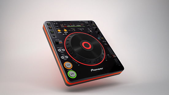 turntable Pioneer DJ hitam dan merah, dj, dek, vinil, sampler, perintis, Wallpaper HD HD wallpaper
