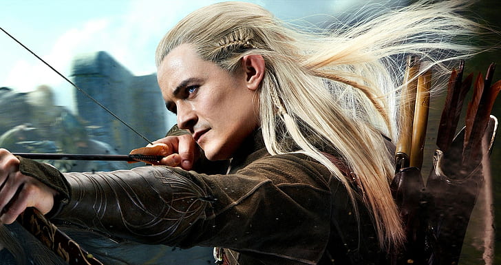 The Hobbit: The Desolation of Smaug, legolas from the Lord of the Rings, The Hobbit, or There and Back Again, The Hobbit: The Desolation of Smaug, Orlando Bloom, alf, bågskytt, Legolas, Mirkwood, HD tapet