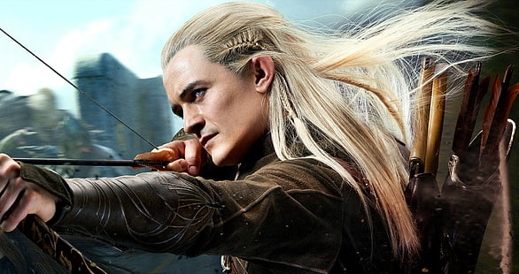 The Hobbit: The Desolation of Smaug, legolas from the Lord of the Rings, The Hobbit, or There and Back Again, The Hobbit: The Desolation of Smaug, Orlando Bloom, alf, bågskytt, Legolas, Mirkwood, HD tapet HD wallpaper