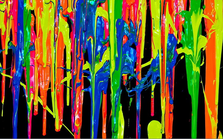 multicolored abstract painting, colorful, painting, paint splatter, HD wallpaper