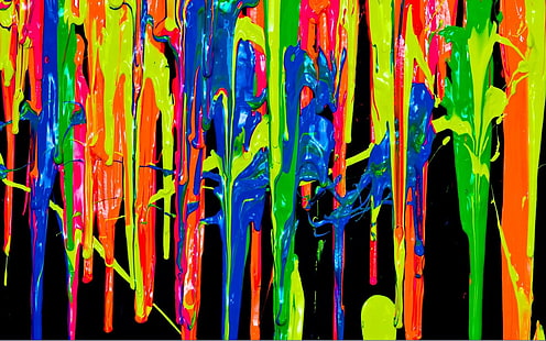 multicolored abstract painting, colorful, painting, paint splatter, HD wallpaper HD wallpaper