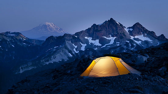 Tent Mountains Landscape Camp HD, nature, landscape, mountains, camp, tent, HD wallpaper HD wallpaper